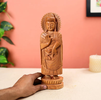 Handcarved Wooden Lord Buddha Statue