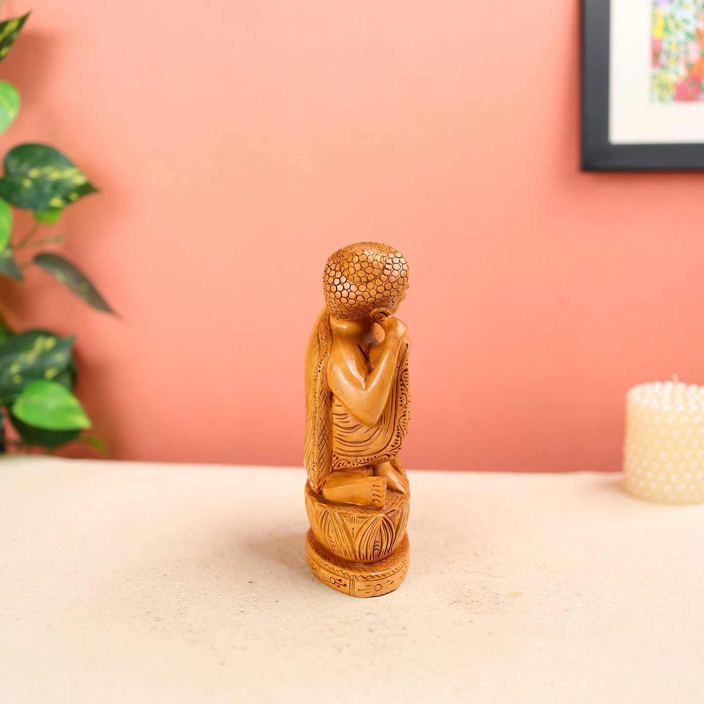 Wooden Gautam Buddha Statue In A Sitting Posture