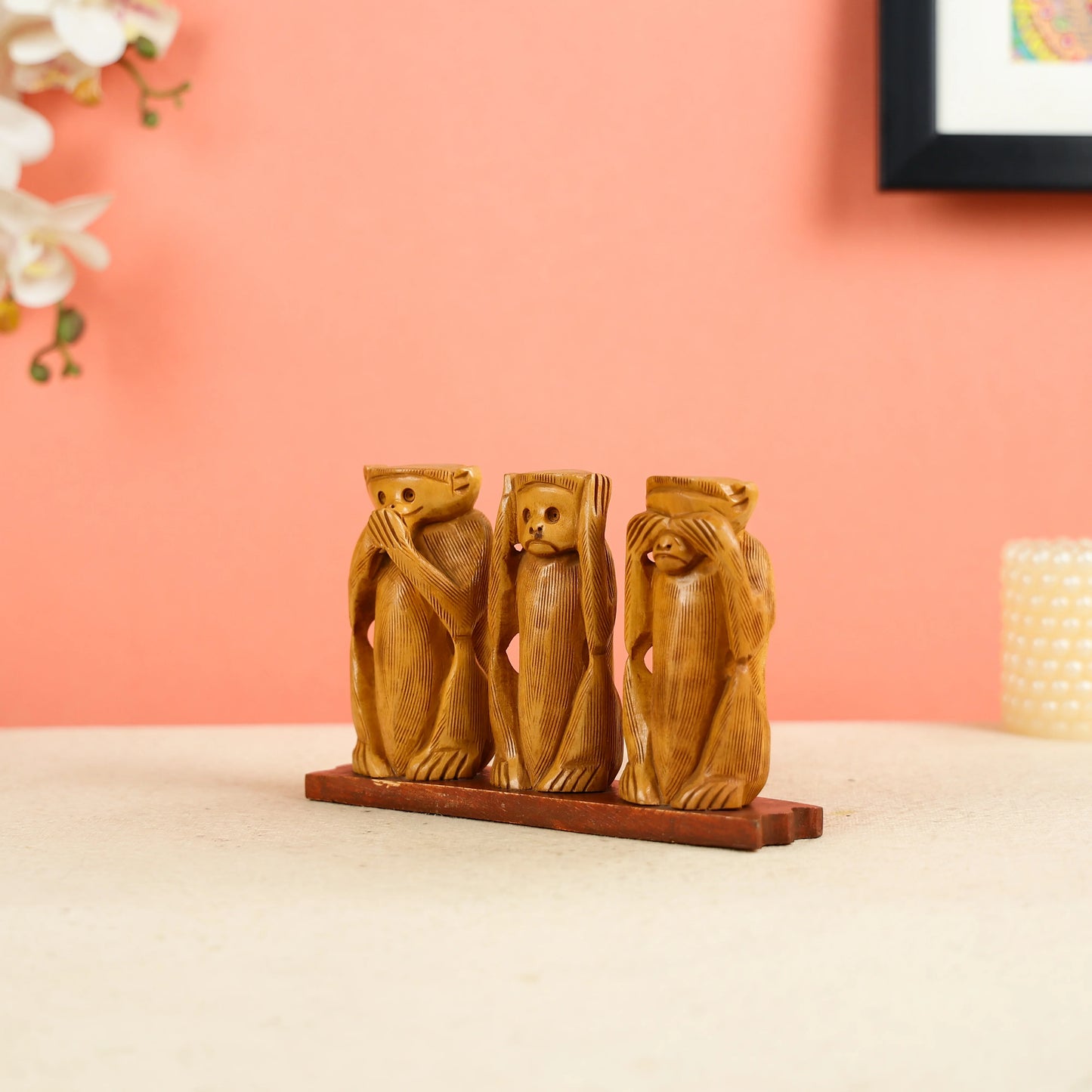 Wooden Gandhiji's Three Monkeys Set - Large