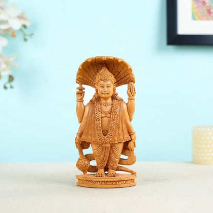 Wooden Lord Vishnu Statue