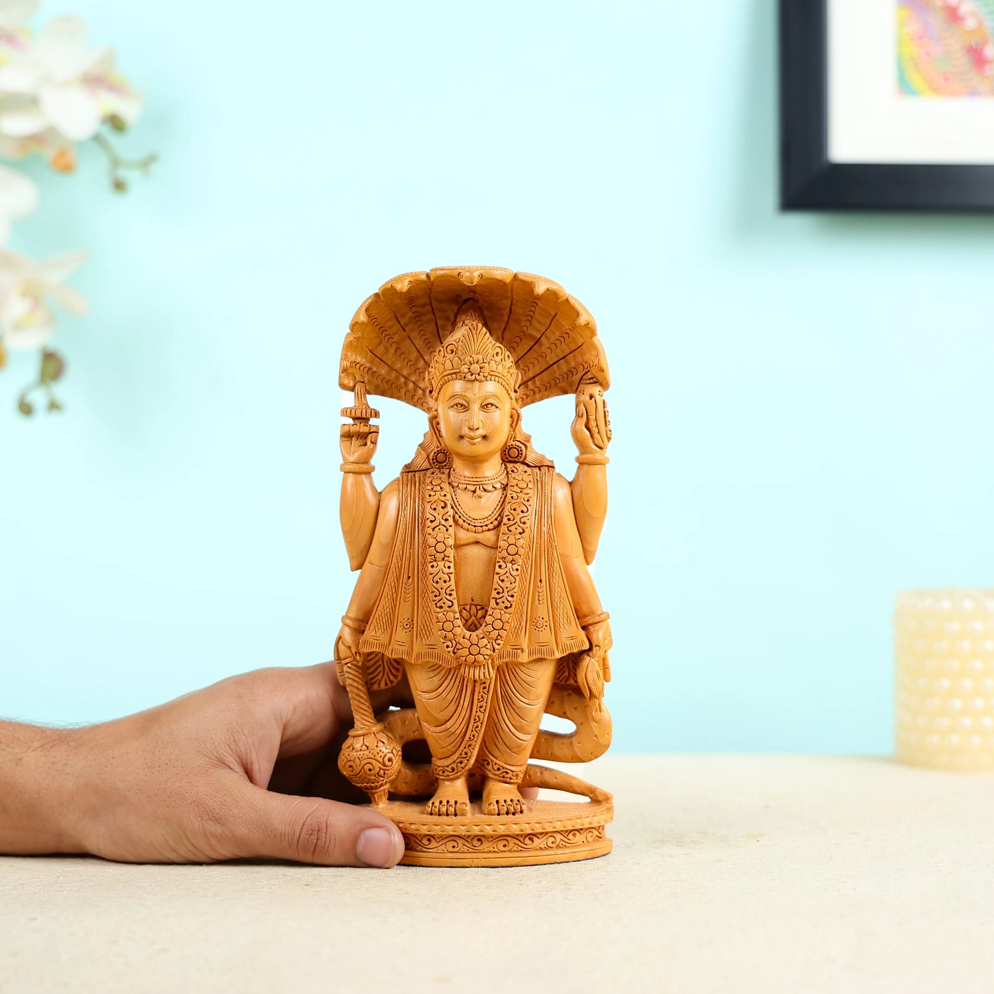 Wooden Lord Vishnu Statue