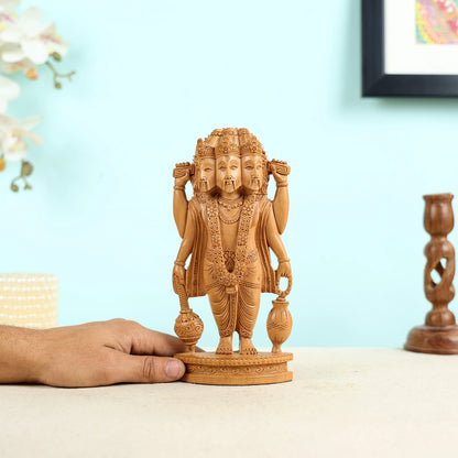 Hand Carved Wood Lord Brahma Statue