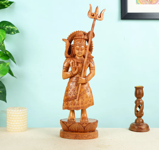 Hand Carved Wooden Lord Shiva Statue