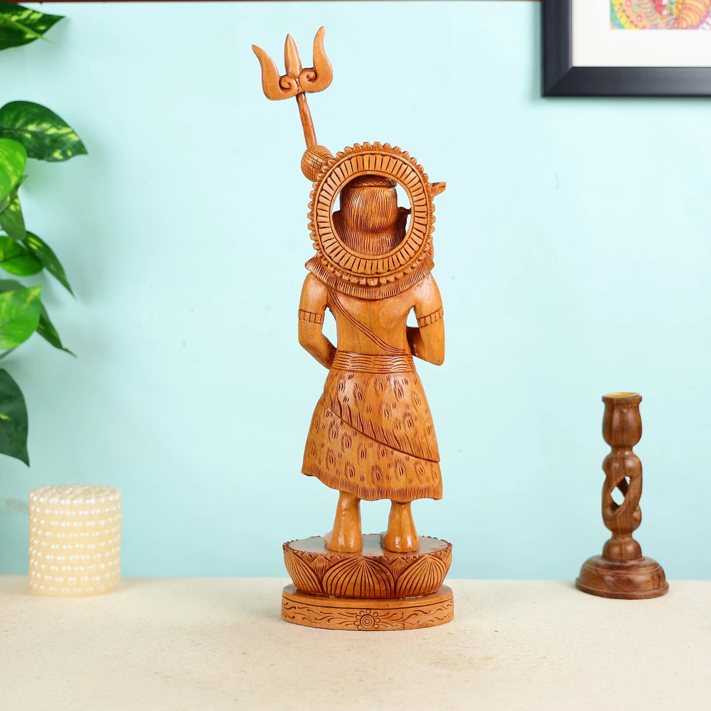 Hand Carved Wooden Lord Shiva Statue