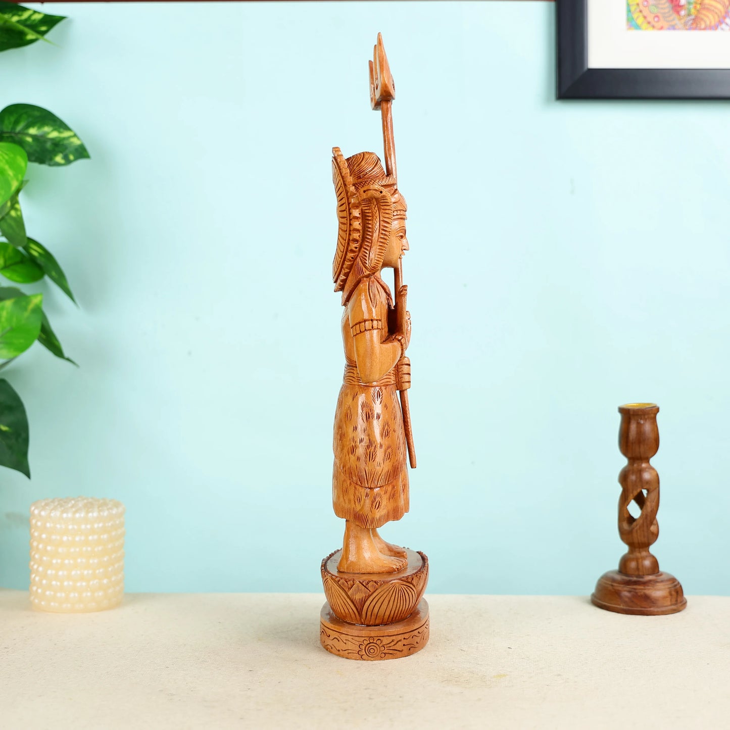 Hand Carved Wooden Lord Shiva Statue