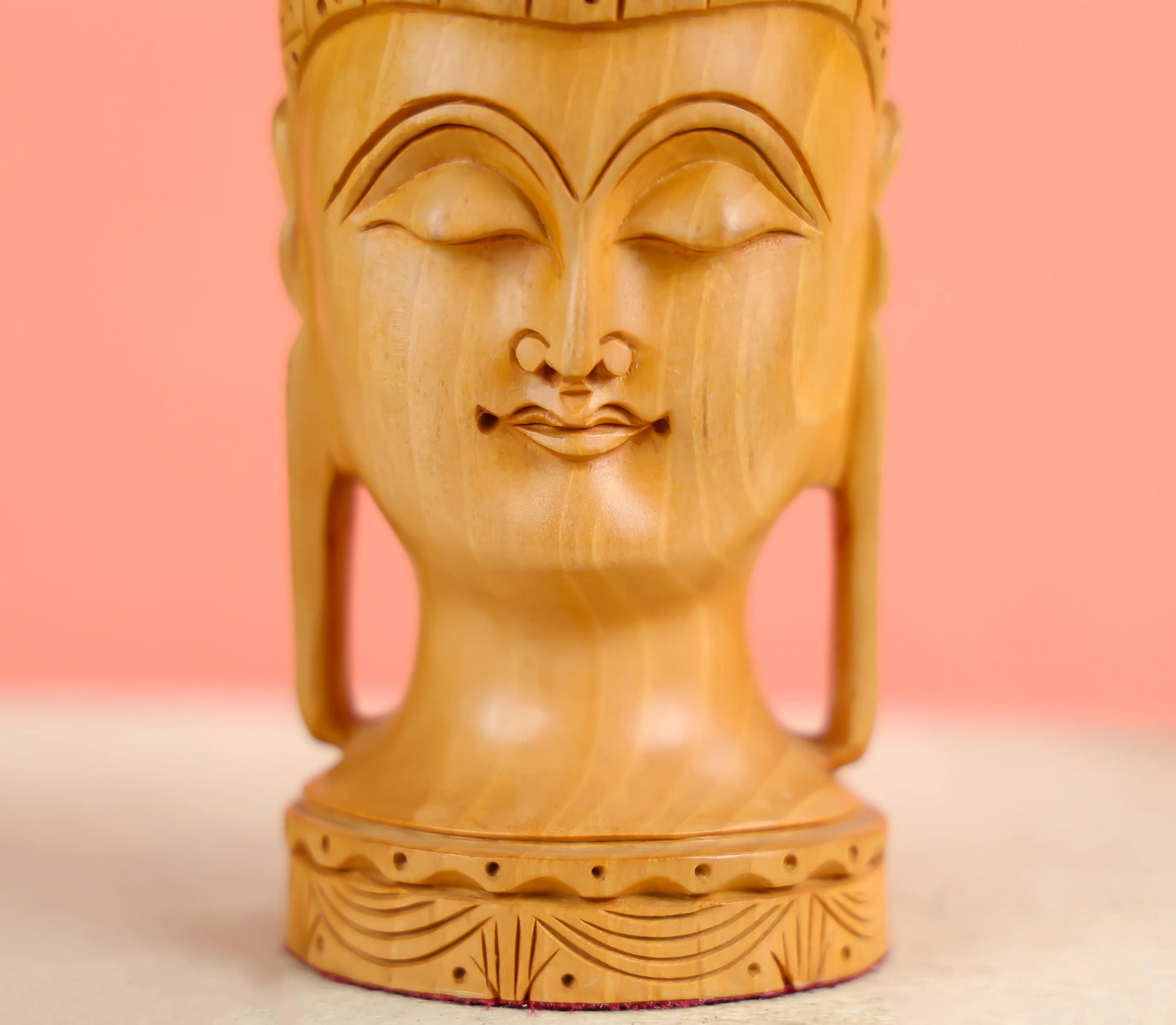 6.25" Kadam Wood Carved Lord Buddha Table Decor