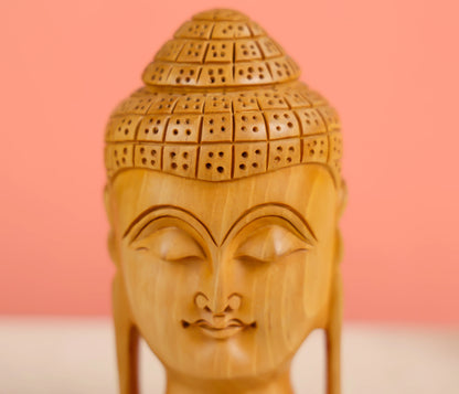 6.25" Kadam Wood Carved Lord Buddha Table Decor