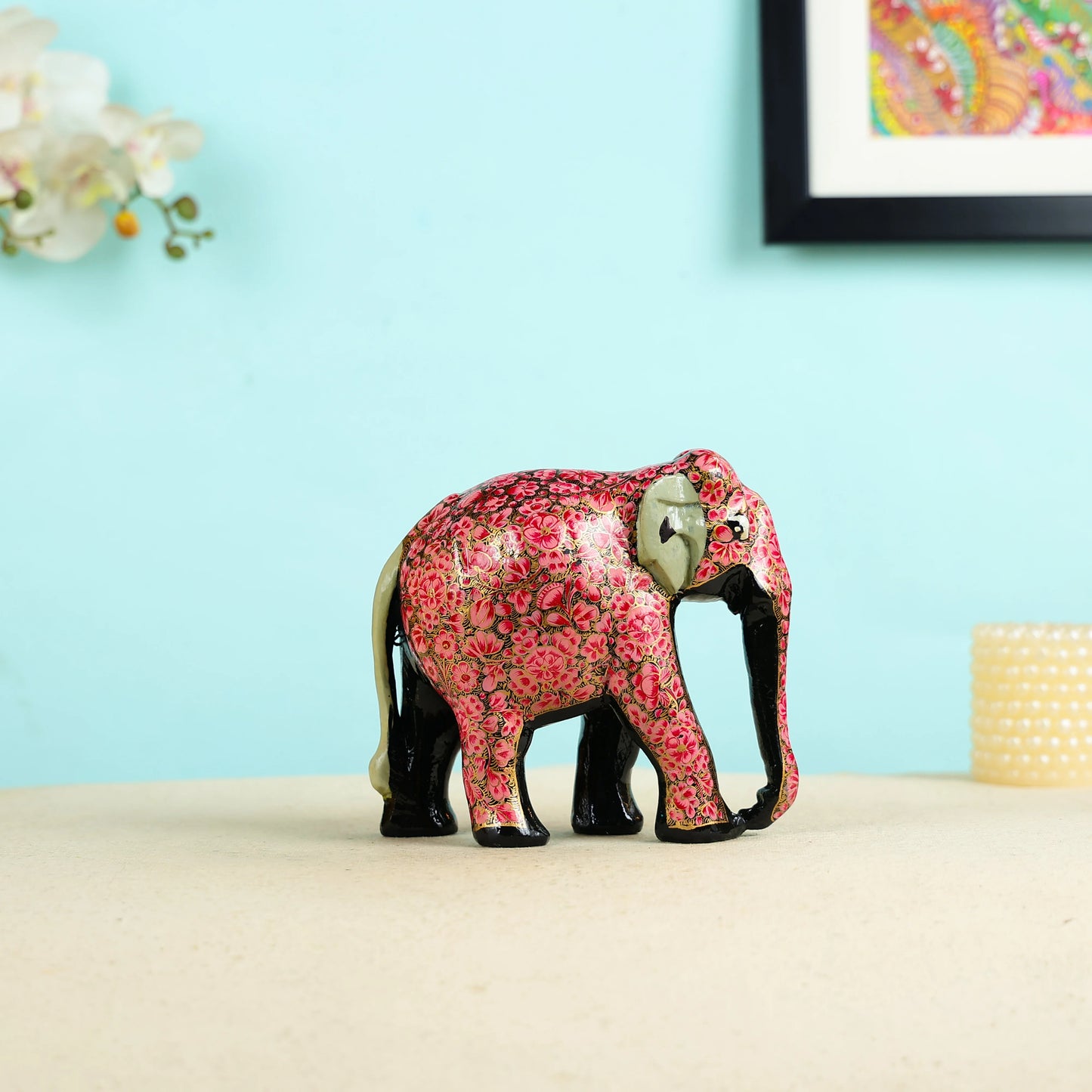 Paper Mache Crafted & Handpainted Elephant Table Decor