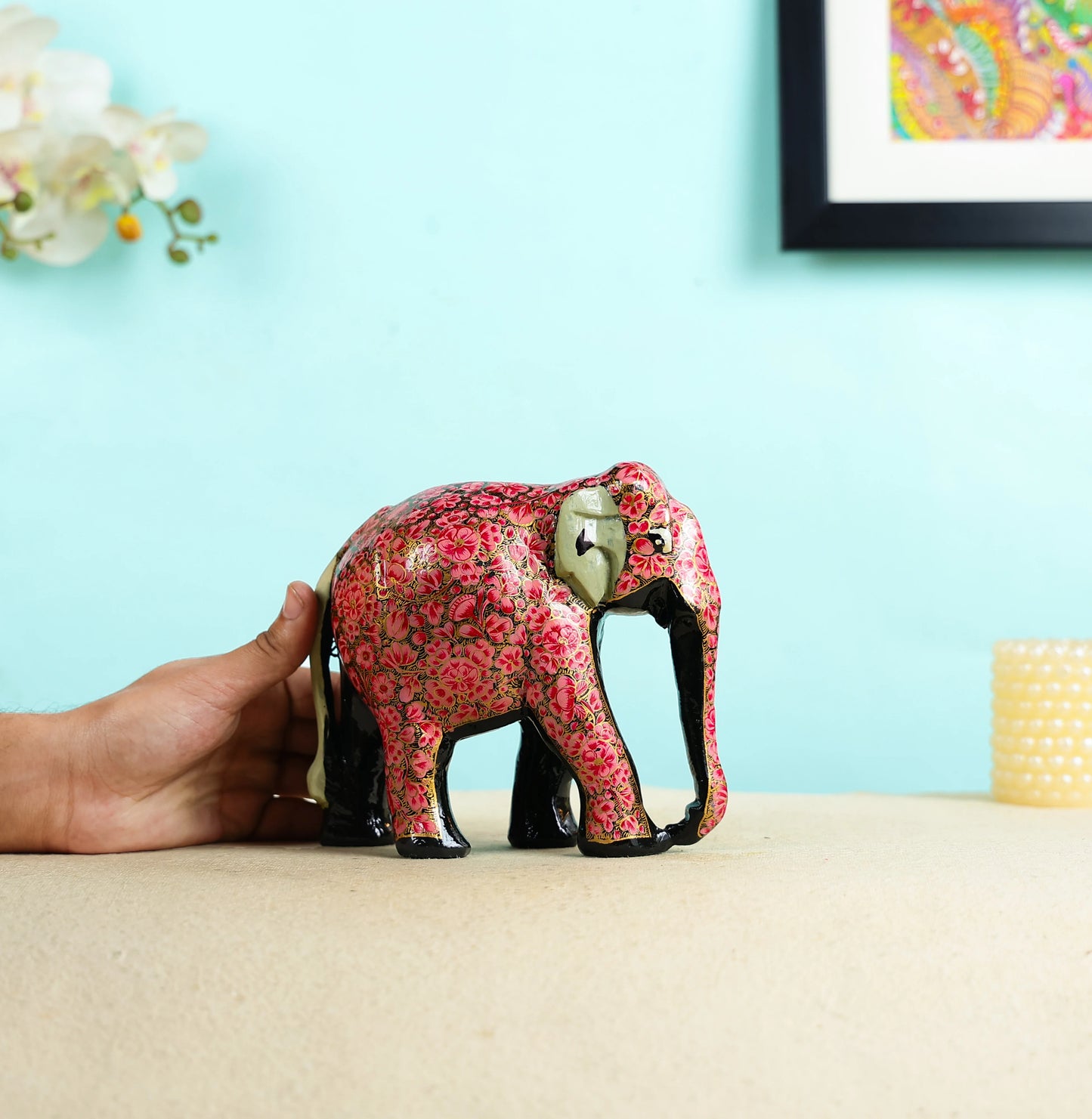 Paper Mache Crafted & Handpainted Elephant Table Decor