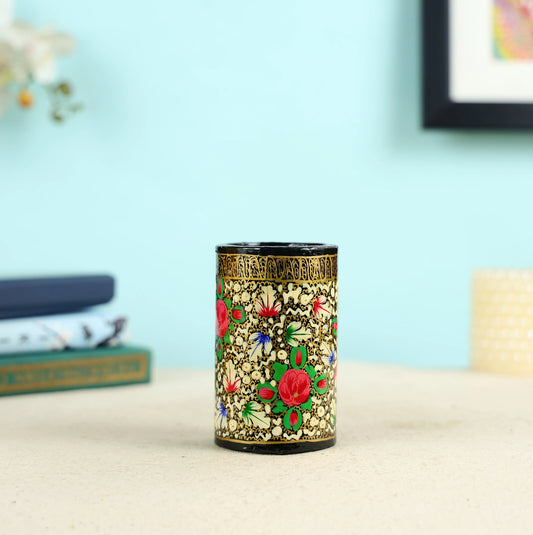 Paper Mache Crafted & Handpainted Floral Pen Holder