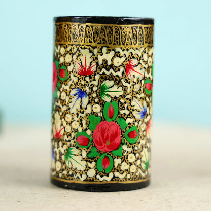 Paper Mache Crafted & Handpainted Floral Pen Holder