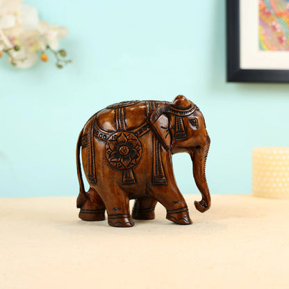 Mango Wood Carved Elephant Table Decor