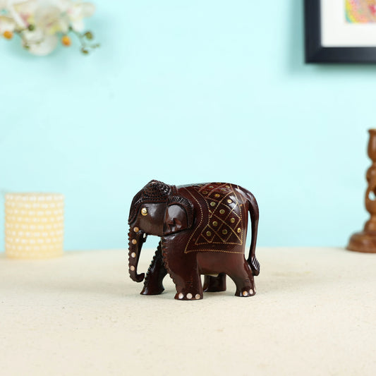 Handcrafted Mango Wood Small Elephant Sculpture