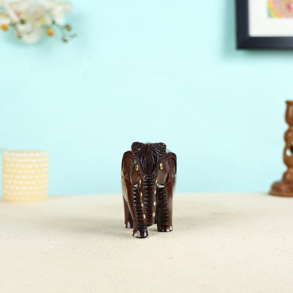 Handcrafted Mango Wood Small Elephant Sculpture