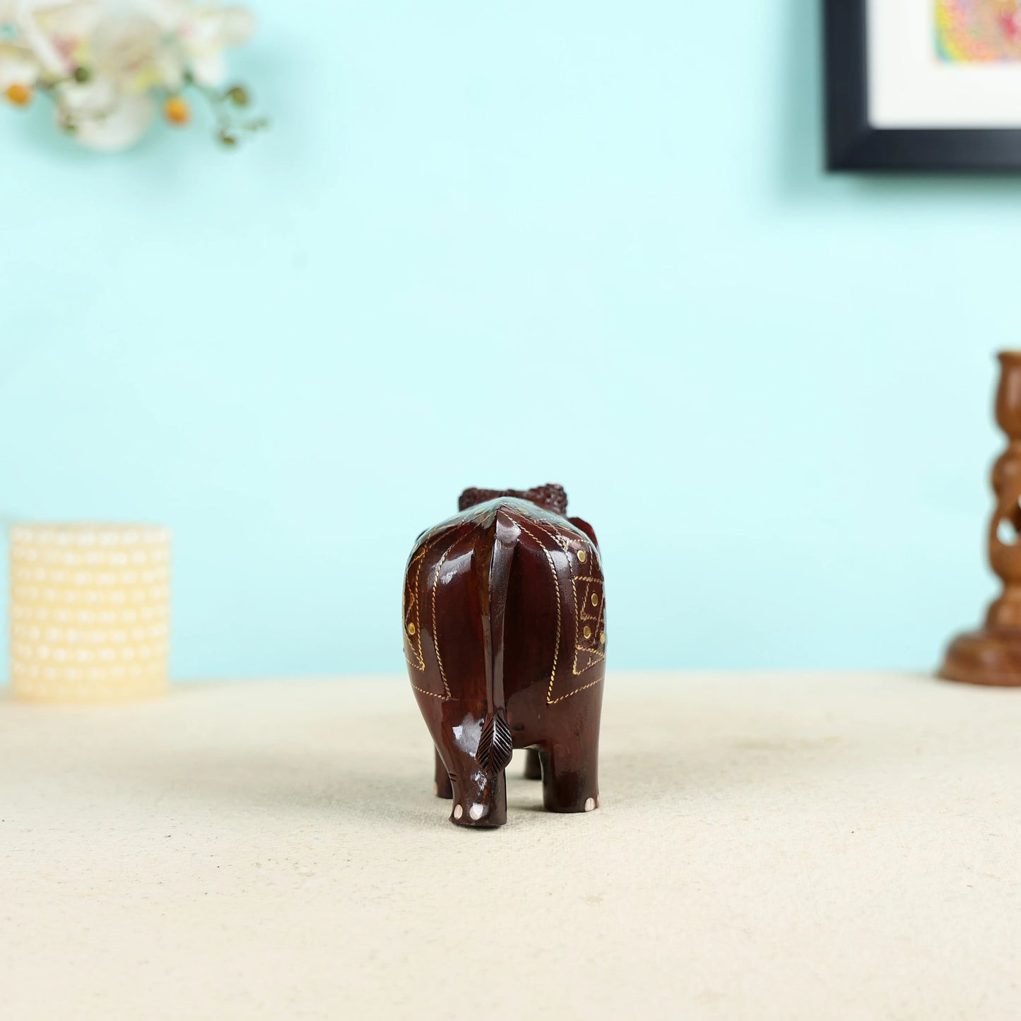 Handcrafted Mango Wood Small Elephant Sculpture