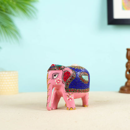 Carved Pink Colour Elephant Sculpture