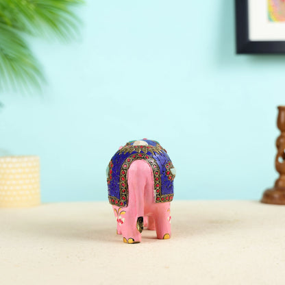 Carved Pink Colour Elephant Sculpture