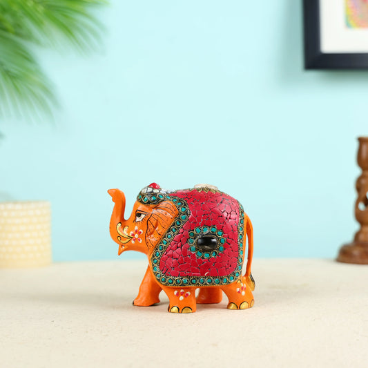 Raised Trunk Emboss Painting Elephant