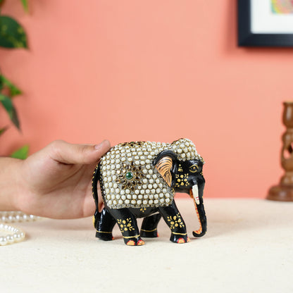 Wooden Elephant Studded With Jewelry Stones