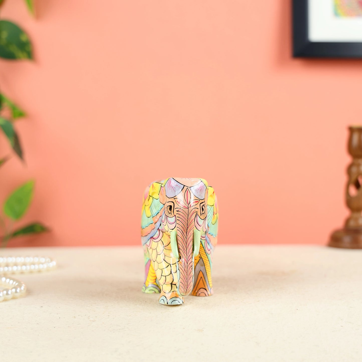 Multicoloured Handpainted Elephant Table Decor