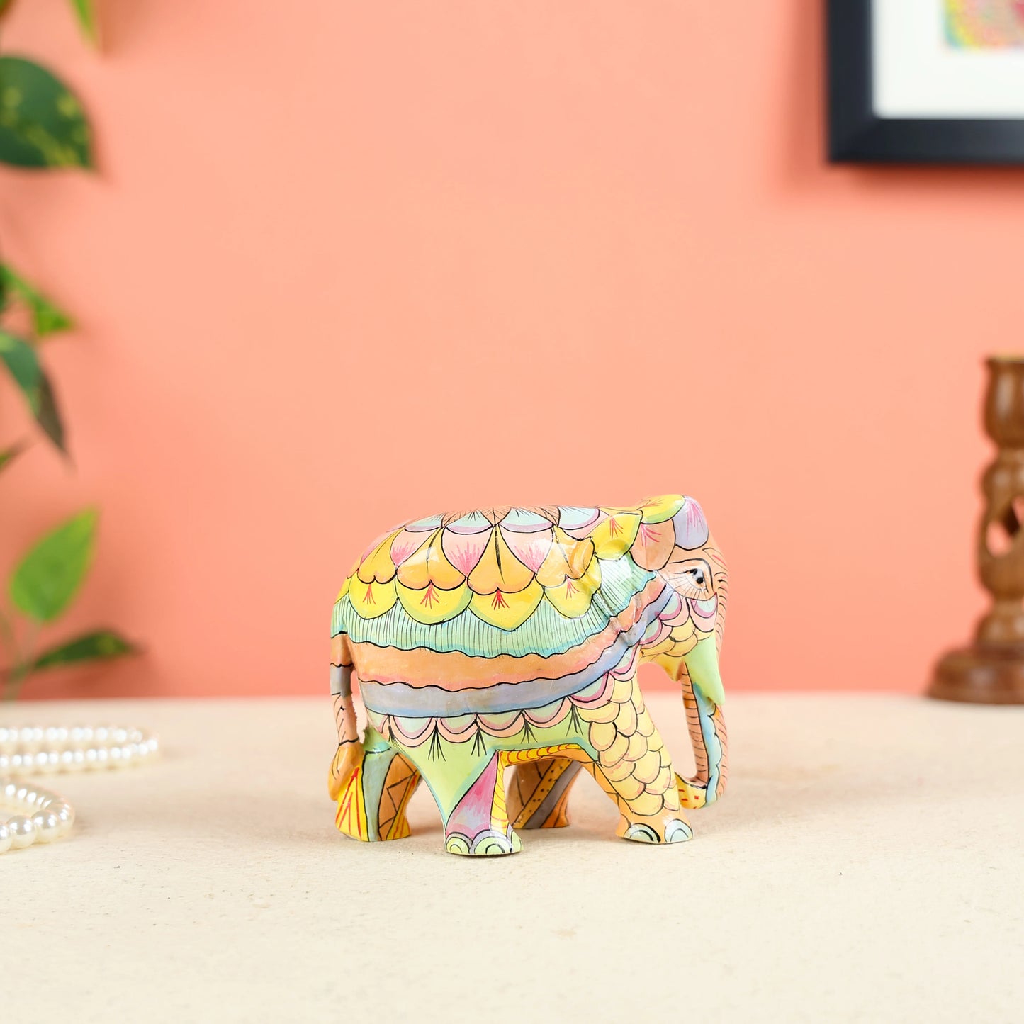 Multicoloured Handpainted Elephant Table Decor