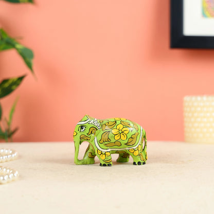 Contemporary Art Miniature Elephant State Carved From Mango Wood