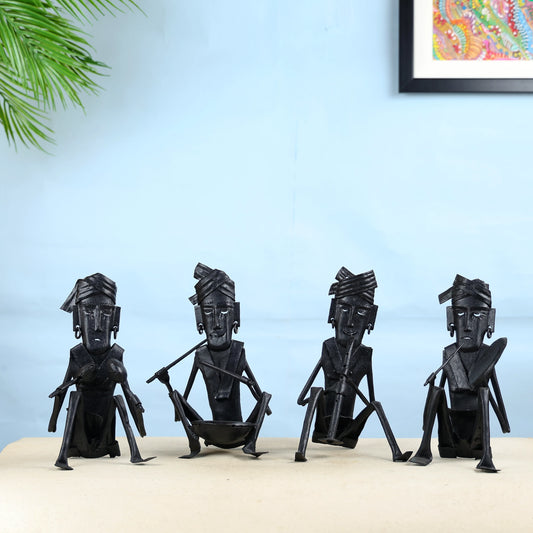 Bastar Art Tribal Musicians Men Table Decor Set of 4