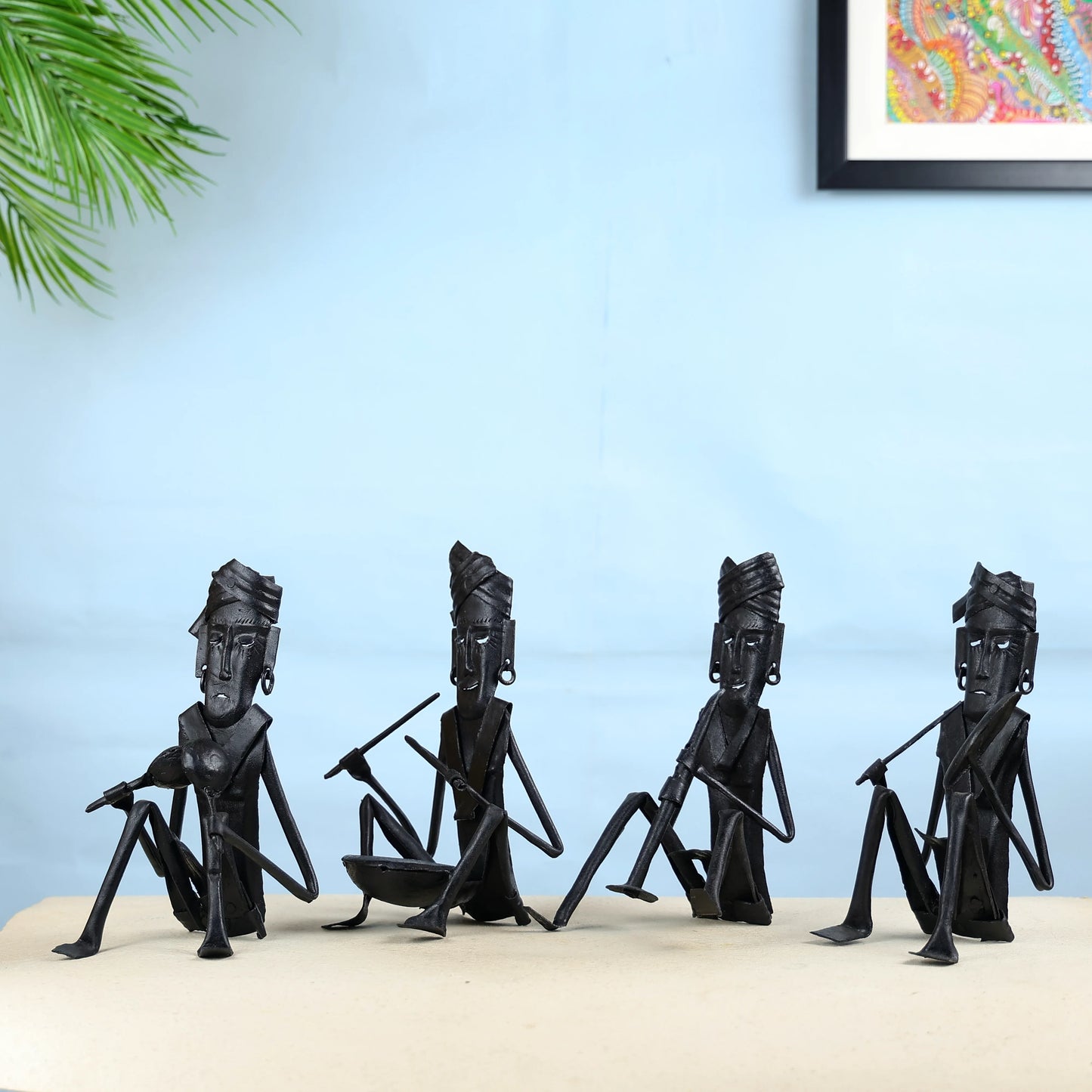 Bastar Art Tribal Musicians Men Table Decor Set of 4