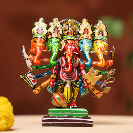 LacquerWoodenHandpaintedPanchmukhiLordGanesha_1