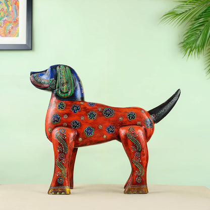 Majestic Hand-Painted Folk Art Dog Figurine