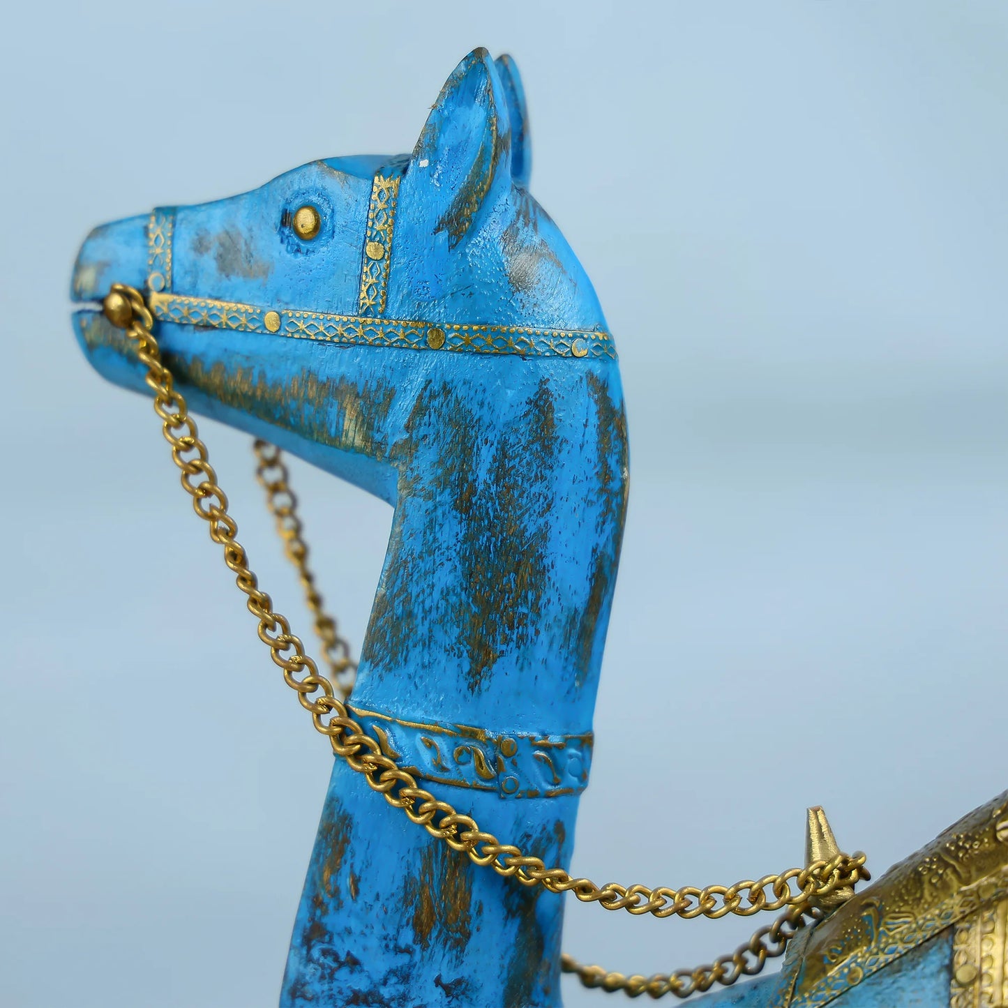 Royal Blue Handcrafted Camel Figurine With Gold Accents