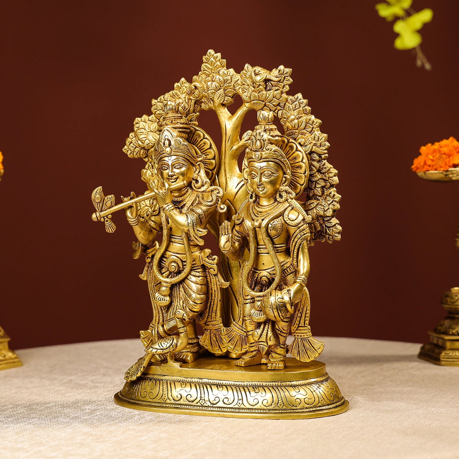 Brass idol of Lord Krishna and Radha 