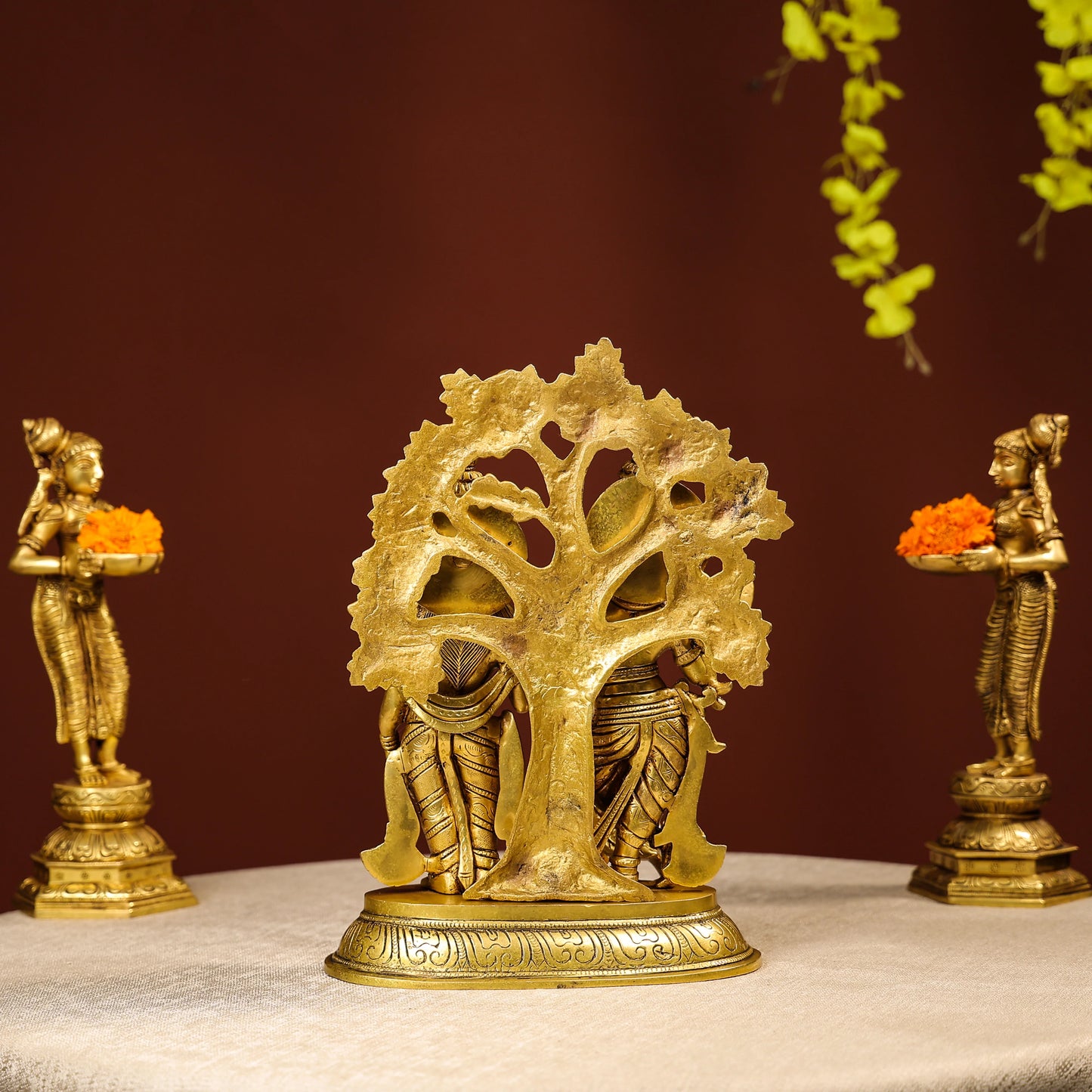 Standing Brass Idol Of Lord Krishna And Radha