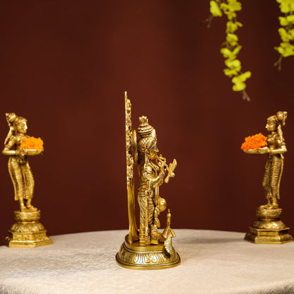 Standing Brass Idol Of Lord Krishna And Radha