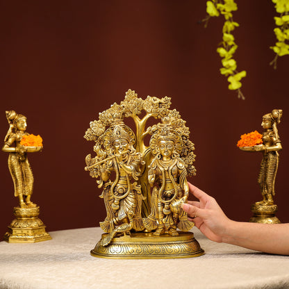 Standing Brass Idol Of Lord Krishna And Radha