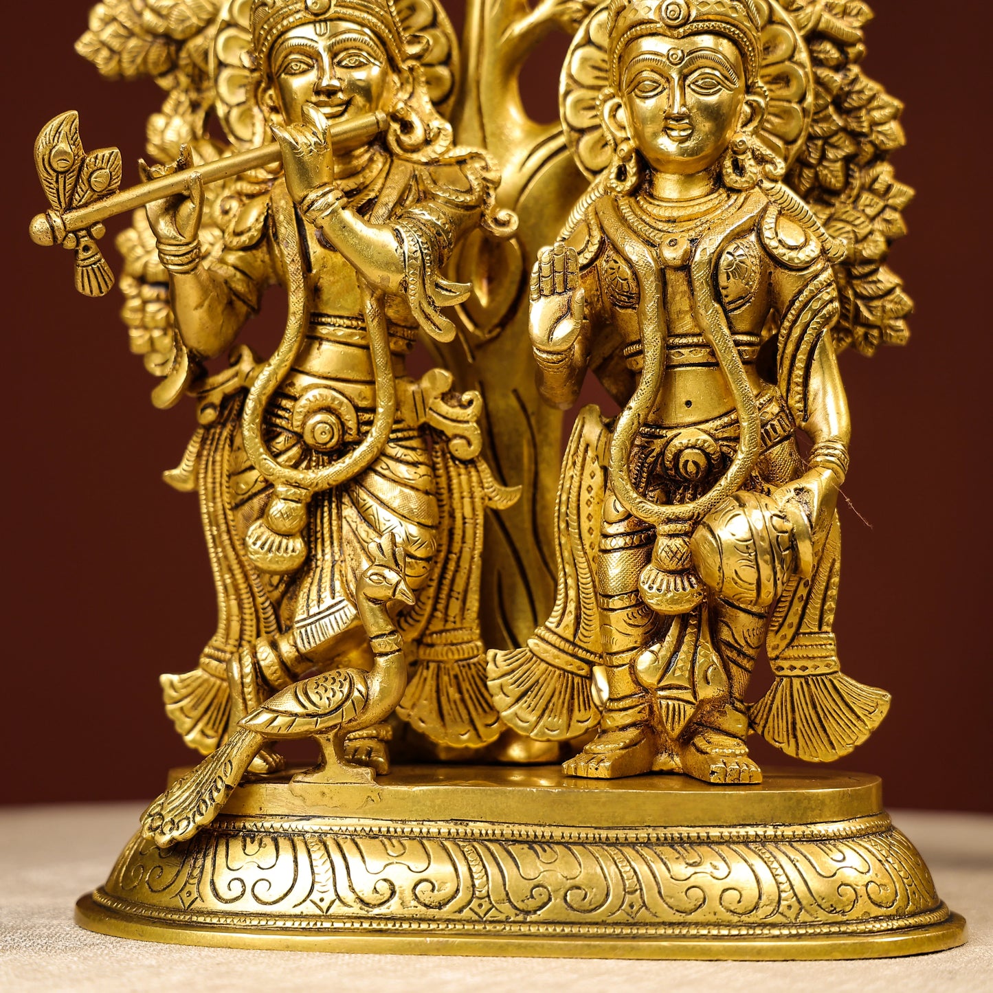 Standing Brass Idol Of Lord Krishna And Radha