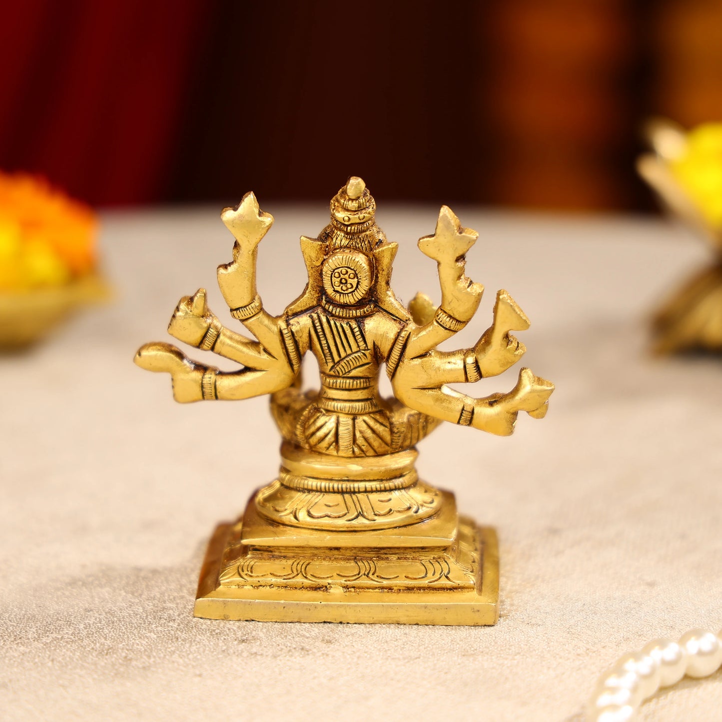 4" Super Fine Brass Goddess Varahi Amman Idol Seated on Pedestal