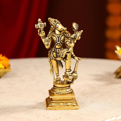 Super Fine Brass Lord Varah Swamy With Goddess Laxmi Idol