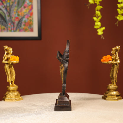 Two-toned Brass Ganesh Head With Symbolic Swastika