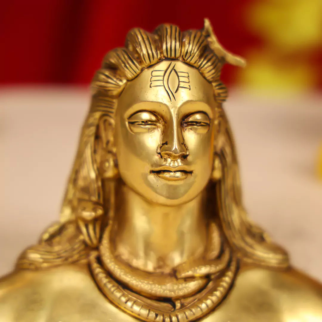 Brass Lord Adiyogi Shiva Bust W/O Base 4.5"