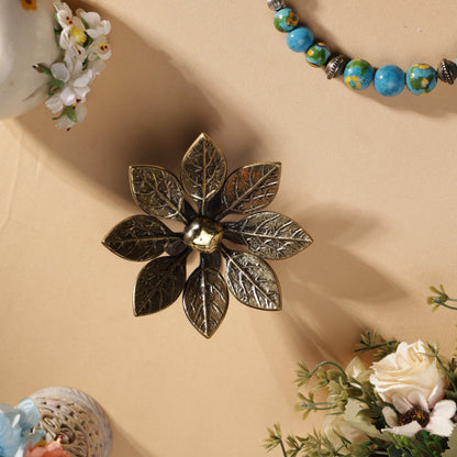 Antique Finish Brass Blossoming Pulmeria Table Decor