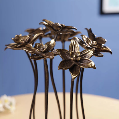 Antique Finish Brass Lotus Bouqet Table Decor