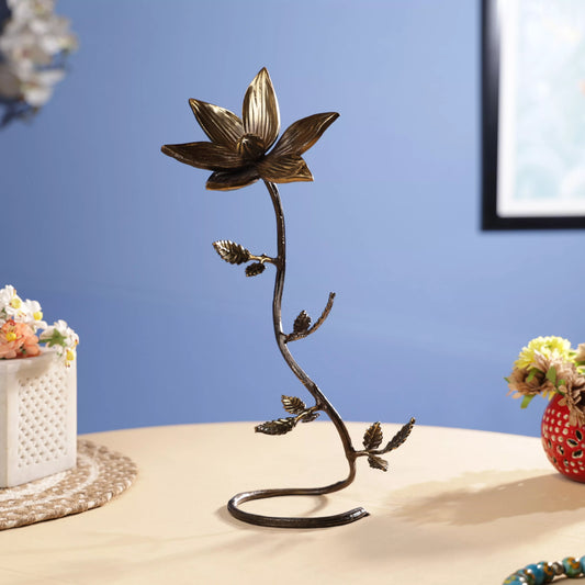 Antique FInish Brass Lotus Flower Twig Table Decor