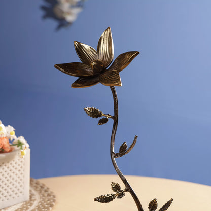 Antique FInish Brass Lotus Flower Twig Table Decor