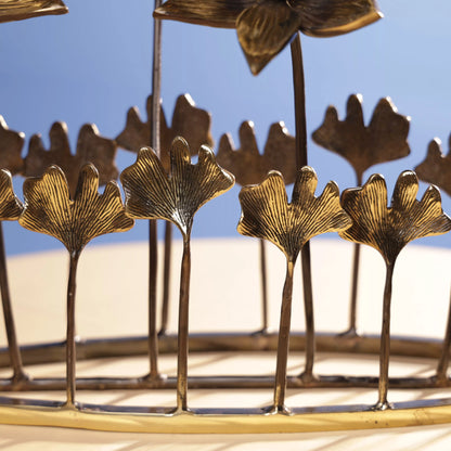 Antique Finish Brass Lotus Flowers Bouqet Oval Table Decor