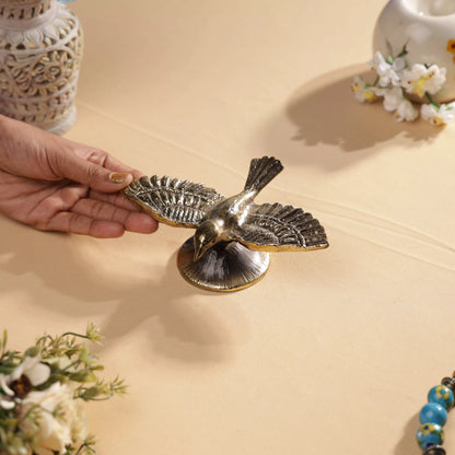 Antique FInsh Brass Sparrow In Flight Table Decor