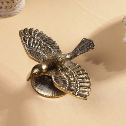 Antique FInsh Brass Sparrow In Flight Table Decor