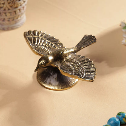 Antique FInsh Brass Sparrow In Flight Table Decor