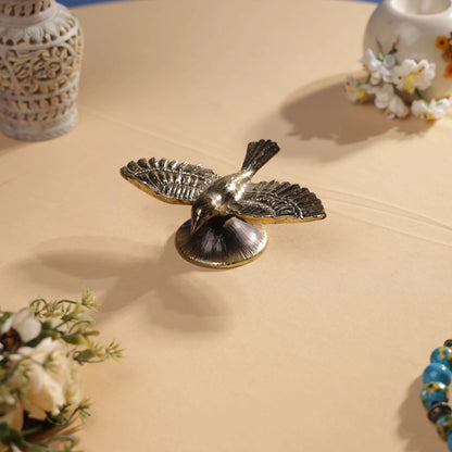 Antique FInsh Brass Sparrow In Flight Table Decor