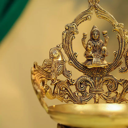 Brass Goddess Laxmi Diya - Large 7"